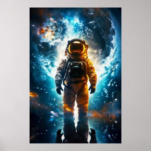 Interstellar Traveler Astronaut Earth Space Art Poster