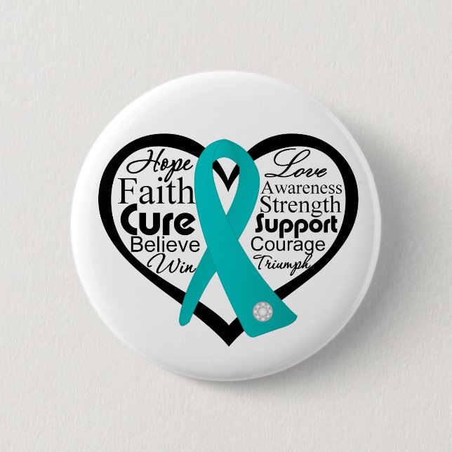 Interstitial Cystitis Heart Ribbon Collage Pinback Button (Front)