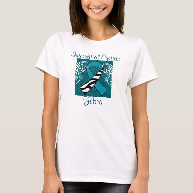"Interstitial Cystitis Zebra" Ribbon Tee - Teal (Front)