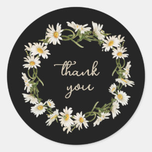 Intertwined Daisy Wreath with Custom Message Classic Round Sticker