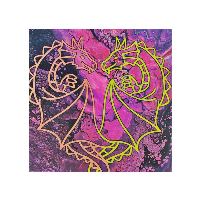 Intertwined Dragons Wood Wall Art (Front)