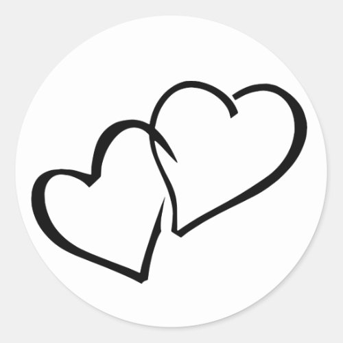 Intertwined Hearts Black  White Wedding Sticker