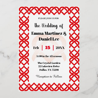 Intertwined Hearts Foil Invitation