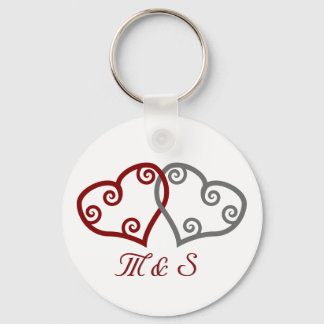 Intertwined hearts monogram keychain