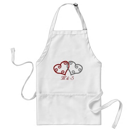 Intertwined hearts monogrammed apron