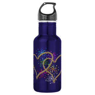 Intertwined hearts tangled rope romantic fireworks water bottle