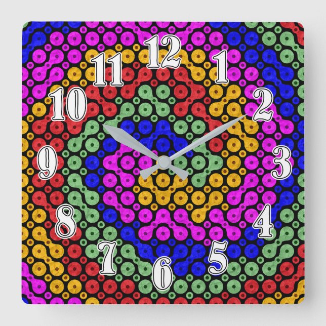 Intertwined Hues Abstract  Square Wall Clock (Front)