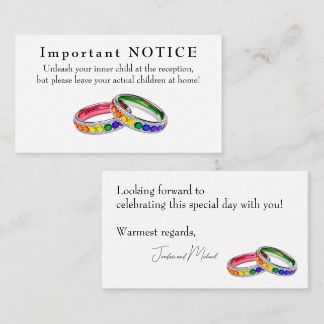 🌈  Intertwined in Pride Adults‑Only Wedding Enclosure Card (Front/Back)