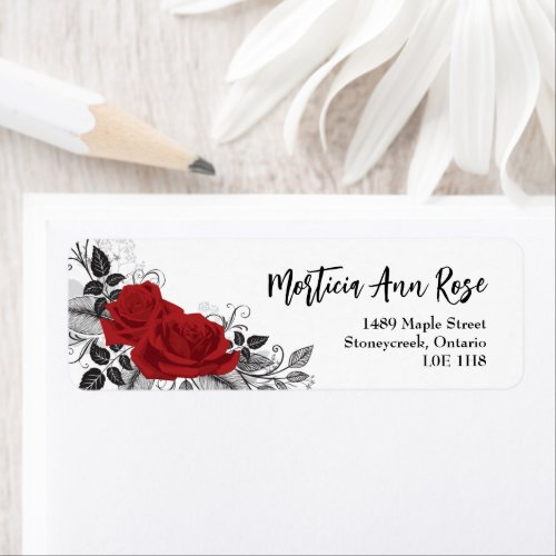 Intertwined Romantic Red Rose Return Address Label