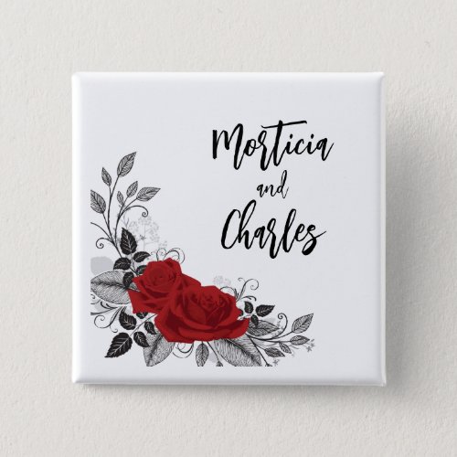 Intertwined Romantic Red Roses Flat Button