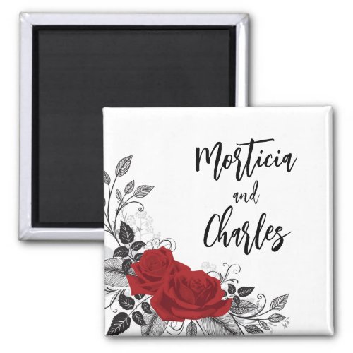 Intertwined Romantic Red Roses Flat Magnet