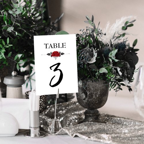 Intertwined Romantic Red Roses  Table Number