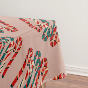 Intertwined Stripey Cane-Shaped Sugar-Sticks Tablecloth