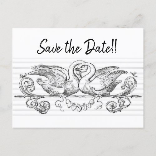 Intertwined Swans Save the Date Announcement Postcard