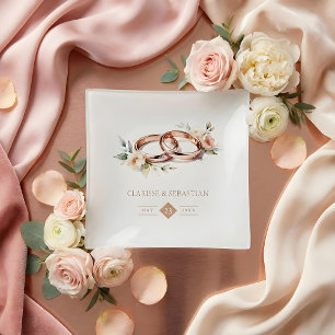 Intertwined Timeless Wedding Rings in Rose Gold Trinket Tray
