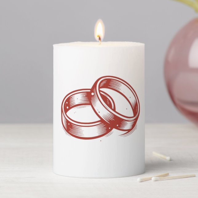 Intertwined Wedding Rings Candle - Red & Gold Unit (In Situ)