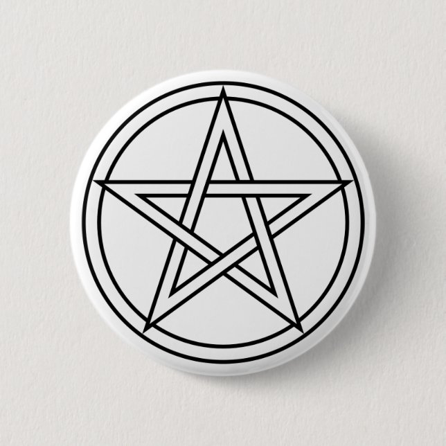 Intertwined White Pentacle Button (Front)