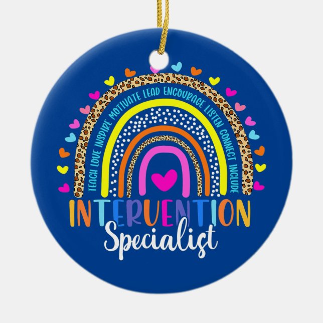 Intervention Specialist Rainbow Teacher Back To Ceramic Ornament (Front)