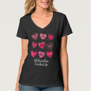 Intervention Teacher Hearts Valentine Valentines D T-Shirt