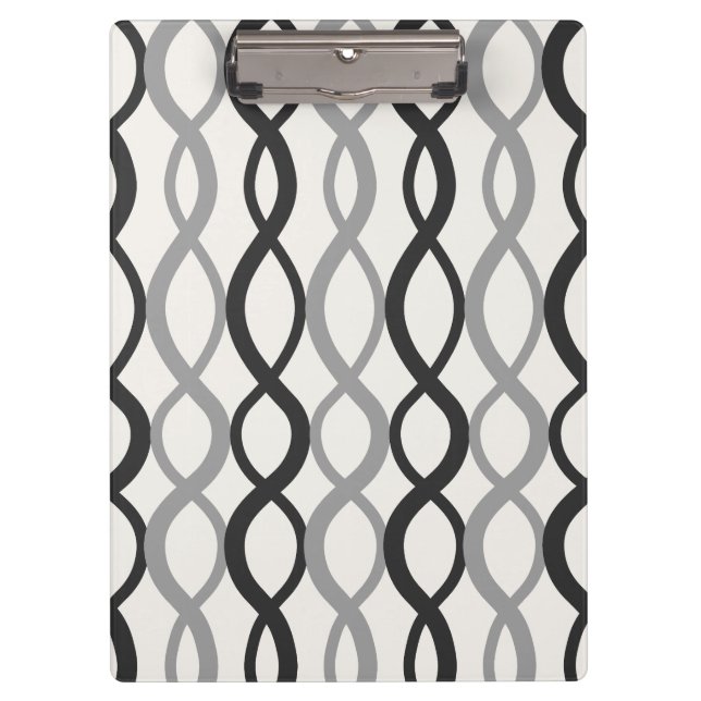 Interwoven Geometric Pattern Black Modern Office Clipboard (Front)