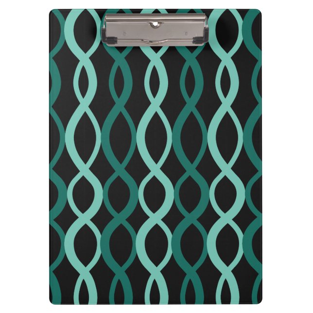 Interwoven Geometric Pattern Green Modern Office Clipboard (Front)