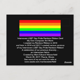 Interwoven LGBT Gay Pride Rainbow Ribbon! Postcard
