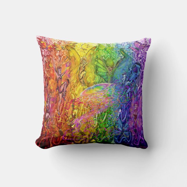 Interwoven Magic Rainbow Throw Pillow (Front)