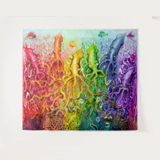 Interwoven Rainbow of Tentacles Tapestry