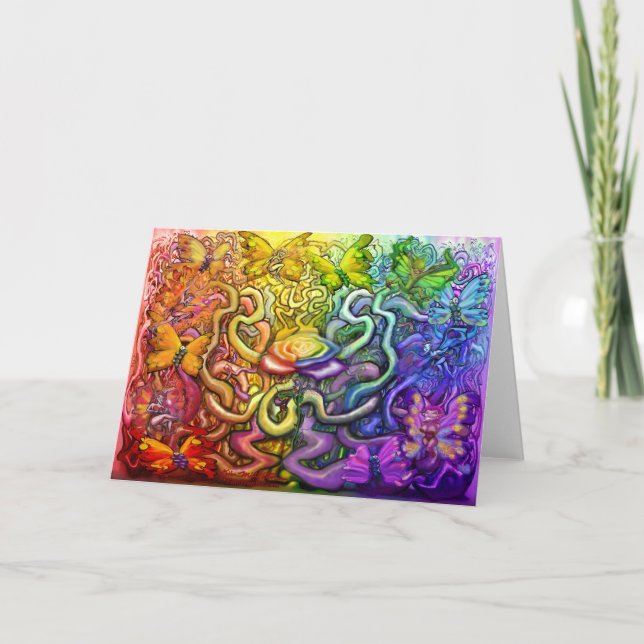Interwoven Rainbow Party Card (Front)