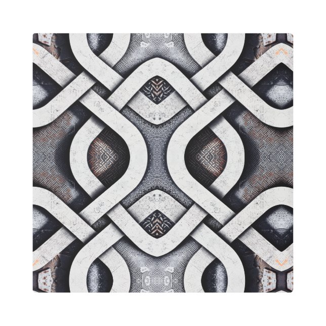 Interwoven Steel Matrix – Modern Industrial Metal  Metal Print (Front)