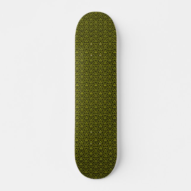 Interwoven Triangles v2 - Black and Yellow Skateboard Deck (Front)