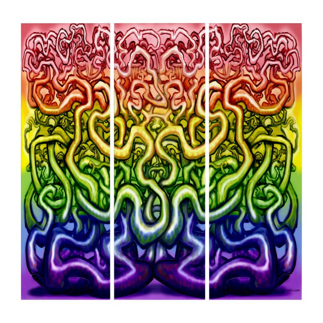Interwoven Twisted Vines of Life Triptych (Front)