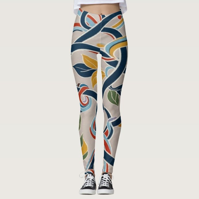 Interwoven Vines in Vibrant Harmony Leggings (Front)