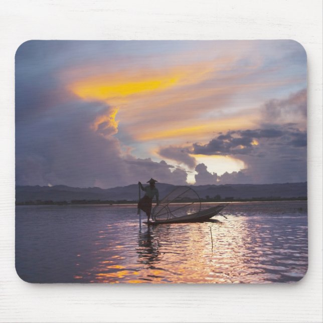Intha fisherman leg rowing boat fishing with net mouse pad (Front)