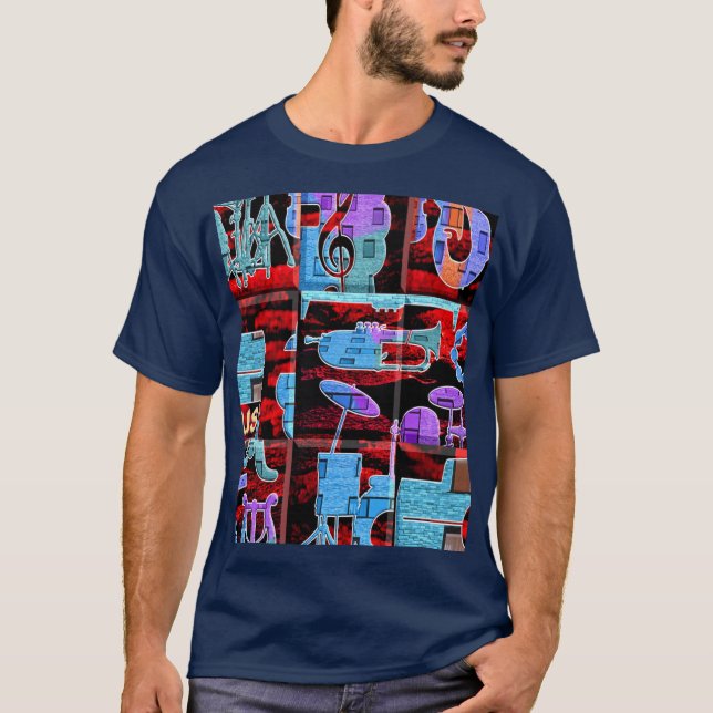 Intimate Blue Summer Vibes orchestral music instru T-Shirt (Front)