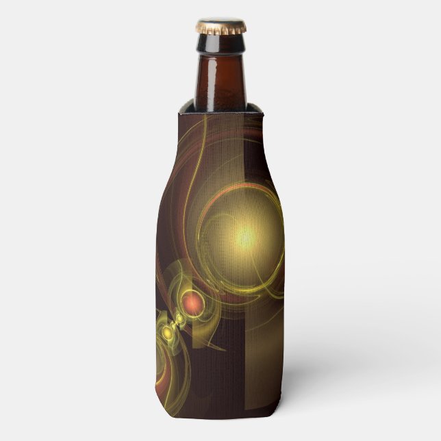 Intimate Connection Golden Energy Abstract Art Bottle Cooler (Bottle Front)