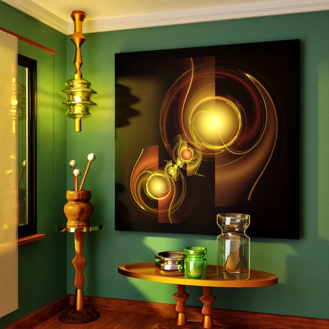 Intimate Connection Golden Energy Abstract Art Canvas Print (Intimate Connection Abstract Wrapped Canvas Print)