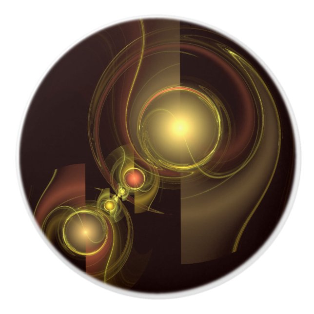 Intimate Connection Golden Energy Abstract Art Ceramic Knob (Front)