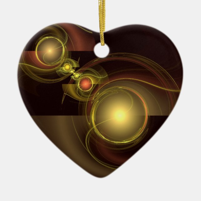Intimate Connection Golden Energy Abstract Art Ceramic Ornament (Front)