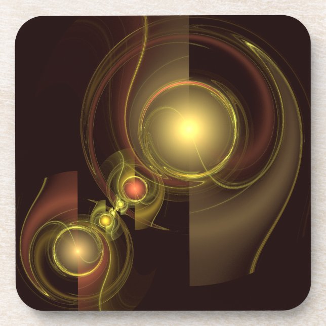 Intimate Connection Golden Energy Abstract Art Coaster (Front)