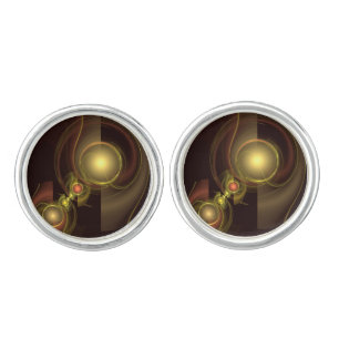 Intimate Connection Golden Energy Abstract Art Cufflinks