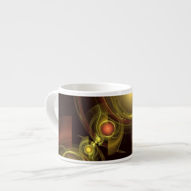 Intimate Connection Golden Energy Abstract Art Espresso Cup (Front Left)