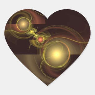 Intimate Connection Golden Energy Abstract Art Heart Sticker