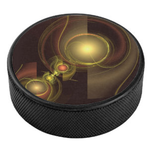Intimate Connection Golden Energy Abstract Art Hockey Puck