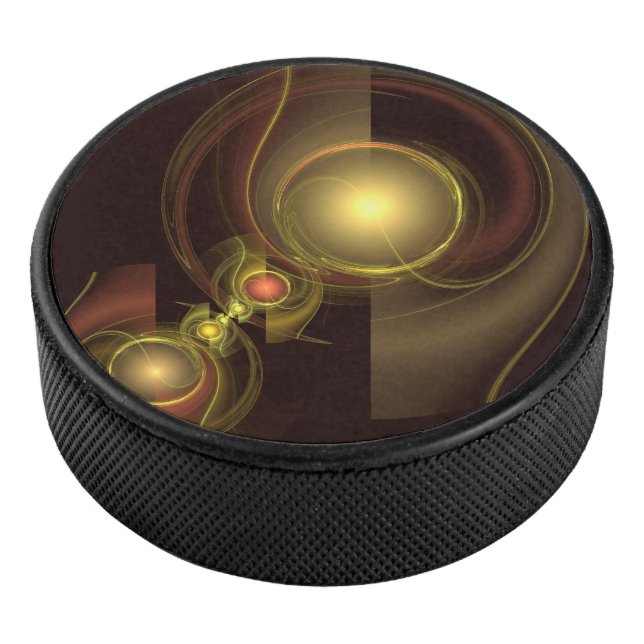 Intimate Connection Golden Energy Abstract Art Hockey Puck (3/4)