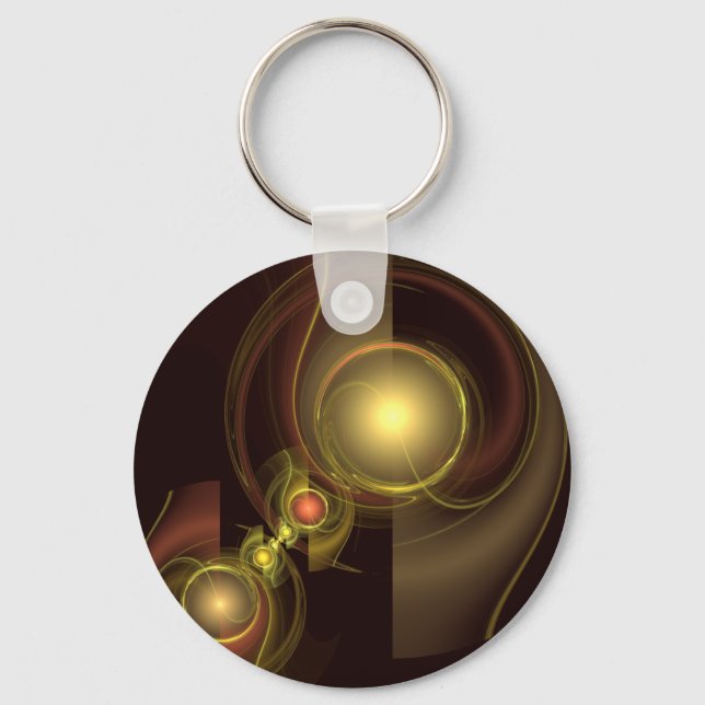Intimate Connection Golden Energy Abstract Art Keychain (Front)
