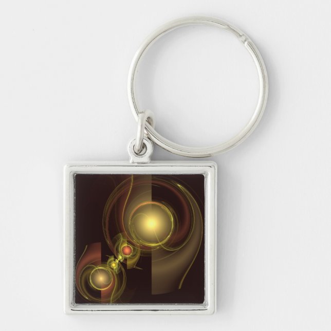 Intimate Connection Golden Energy Abstract Art Keychain (Front)