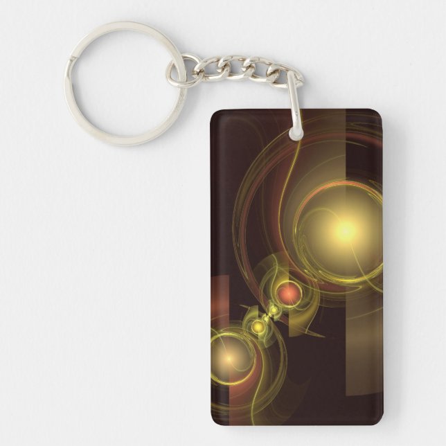 Intimate Connection Golden Energy Abstract Art Keychain (Front)