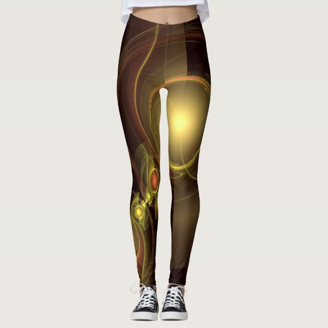 Intimate Connection Golden Energy Abstract Art Leggings (Front)