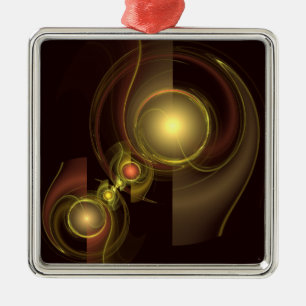 Intimate Connection Golden Energy Abstract Art Metal Ornament